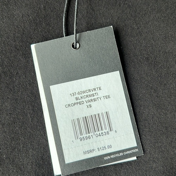 New RE/DONE Cropped Varsity Tee in Black Size XS - Picture 4 of 5